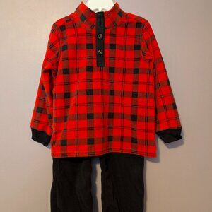 NWOT OshKosh B'gosh Buffalo Check Fleece set - 4T, Red & Black